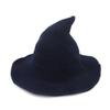 Faltbarer Strick-Hexenhut Halloween Kostüm Party Kegelspitze Breiter Rand Damen Accessoire In Mehreren Farben