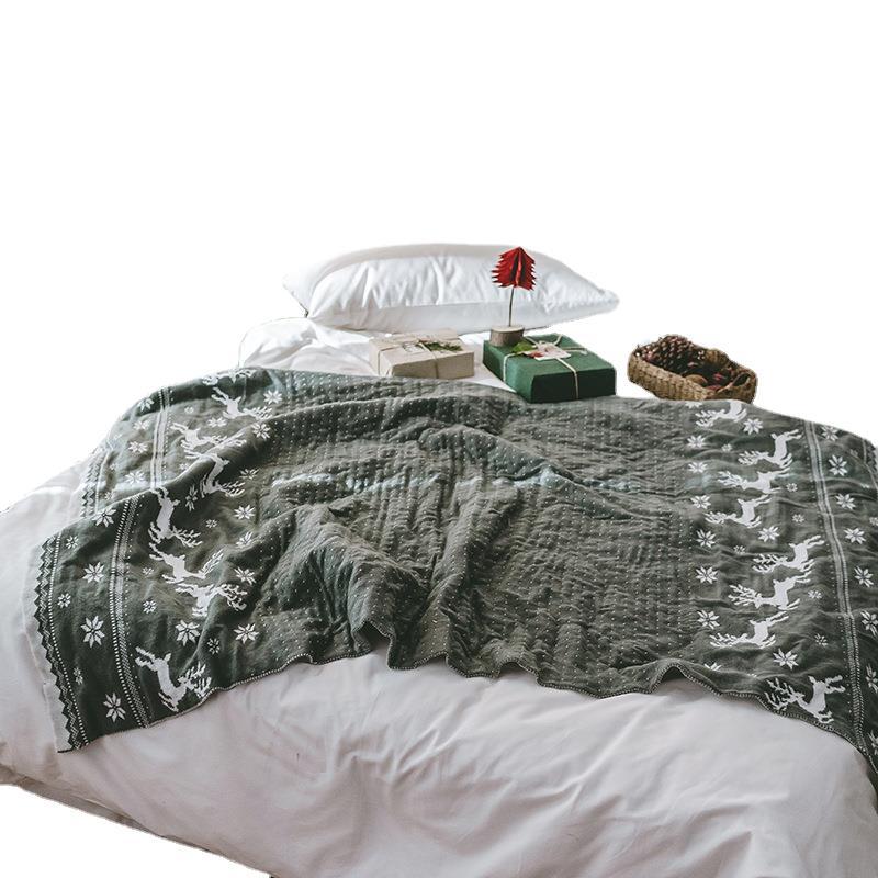 

Урсула Рождественский олень утолщенное шерстяное одеяло вязаное одеяло зимнее одеяло для дивана 130*180cm серый