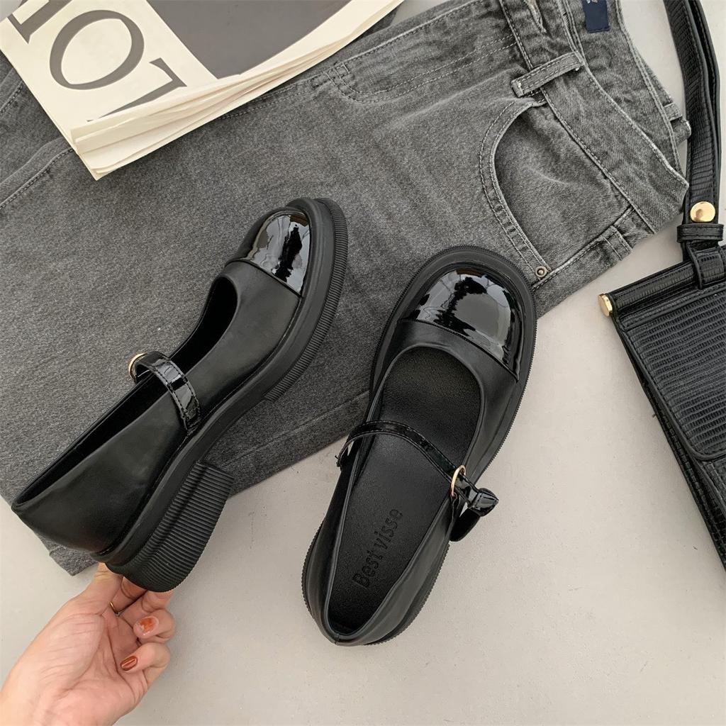 Thick Heel Mary Jane Shoes Women 'S Shoes New Spring Retro Round Toe White Medium Heel Shoes Pumps Women Shoes Platform Heels