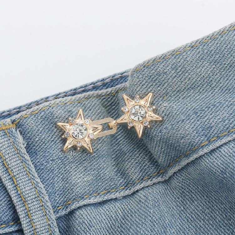 4 Pairs Star Jeans Button Pins No Sewing Required Trousers Waist Tightener Waist Buckles Trouser Button Pins