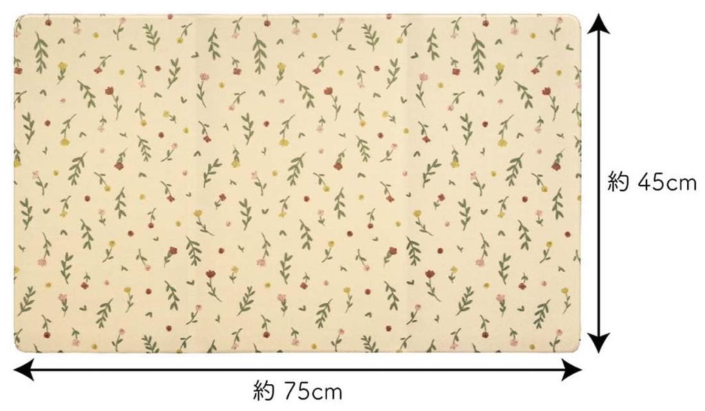Okato Wipeable Kitchen Flower 75cm Wide x 45cm Deep x No Need to Worry About Water or Oil Stains Mat, Water-Repellent, Pattern, 0.6cm Thick,
