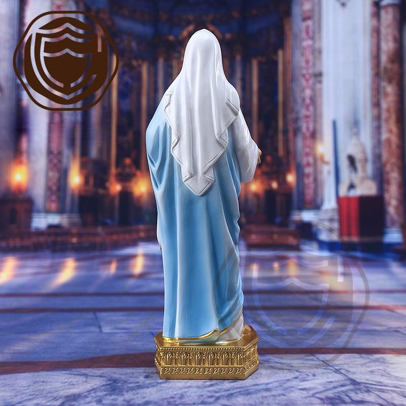 22CM Sacred Heart of Mary Statue Figurine with Shining Blue DressOur Lady of Grace Decorative Resin Figurine Catholic Gifts