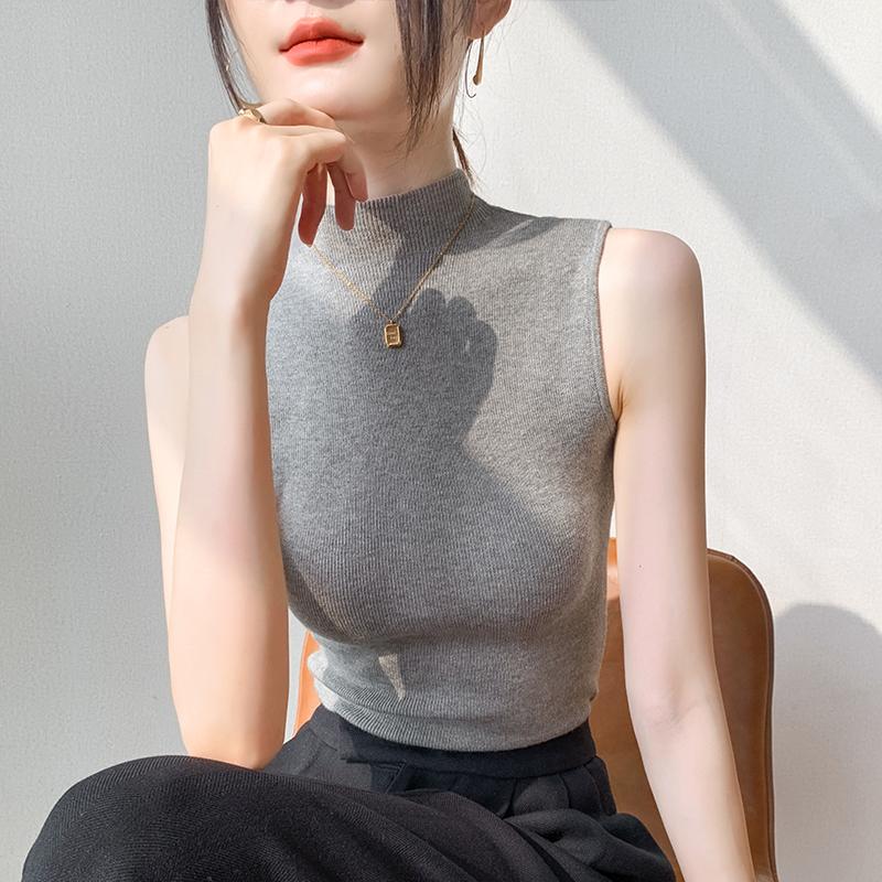 Frühlingsneue, halbhohe, ärmellose Slim-Fit-Strickweste für Damen