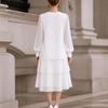 Women's Puff Sleeve Round Neck Dress for Elegant Casual Wear