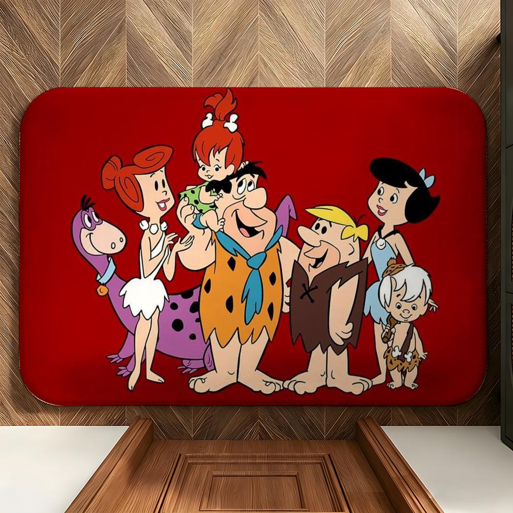 Cartoon T-The F-Flintstones Floor Mat Soft Flannel Floor Mat Suitable for Entryways, Living Rooms, Bedrooms, and Bathrooms