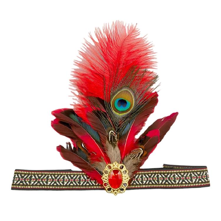 Indian Costume Hairband for Carnivals Party Festival Props Feathered Hairband Indian Hairhoop Cosplay Headwear