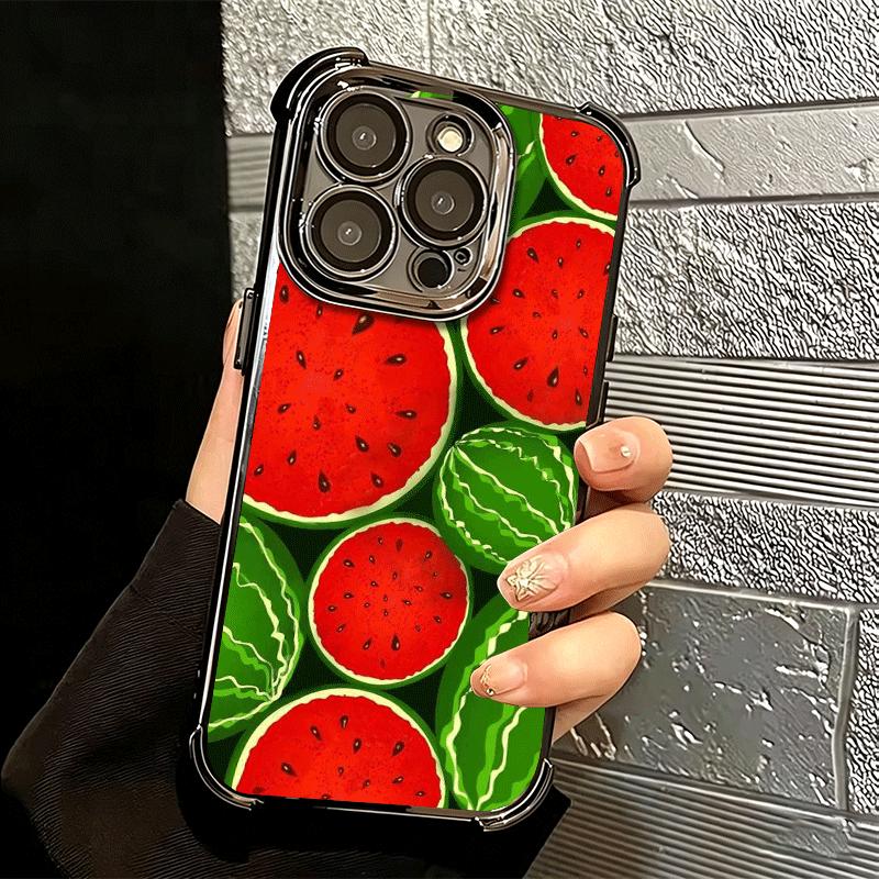 Watermelon Summer Fruit Soft Phone Case For iPhone 15 16 17 Air 14 Pro Max 16E Plus 13 12 Mini Plating Anti-Fall Fundas