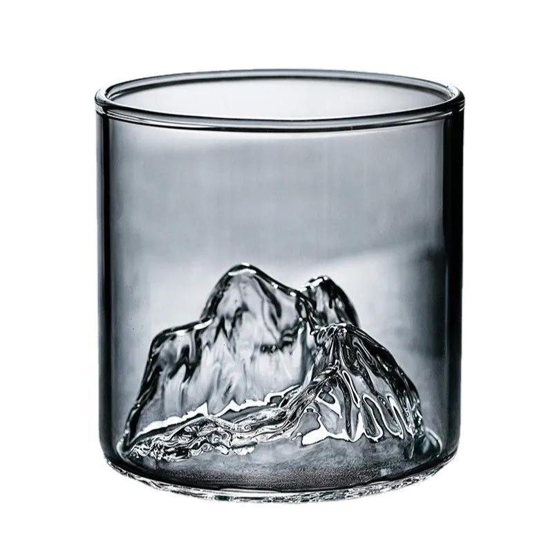 Whiskey Glass 5Oz Mountain Crystal Glass 180/300ml  Round Transparent Crystal Glass Suitable for Drinking WhiskeyCognacCocktail