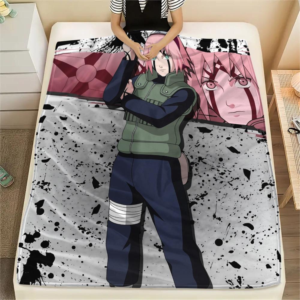 Naruto Sakura Haruno pattern Flannel Blanket, High quality Comfortable for All Seasons, Home Decor, Warmth and Comfort, Perfect for Gifts.