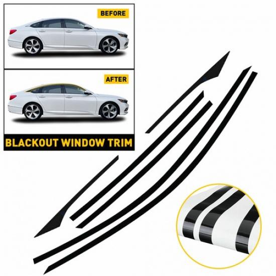 6X Chrome Delete Window Trim For Vinyl Matte Black Honda Accord Sedan 2018-