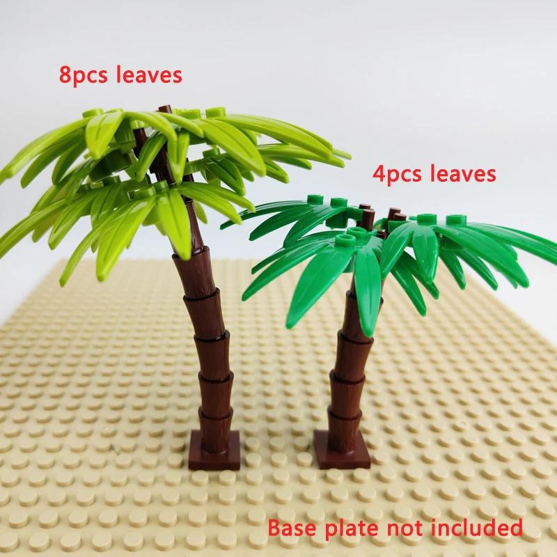 Small Building Blocks Palm Coconut Tree Green Garden Landscape Tropical Beach Plant Block Compatible Lego Brick Toy for Children