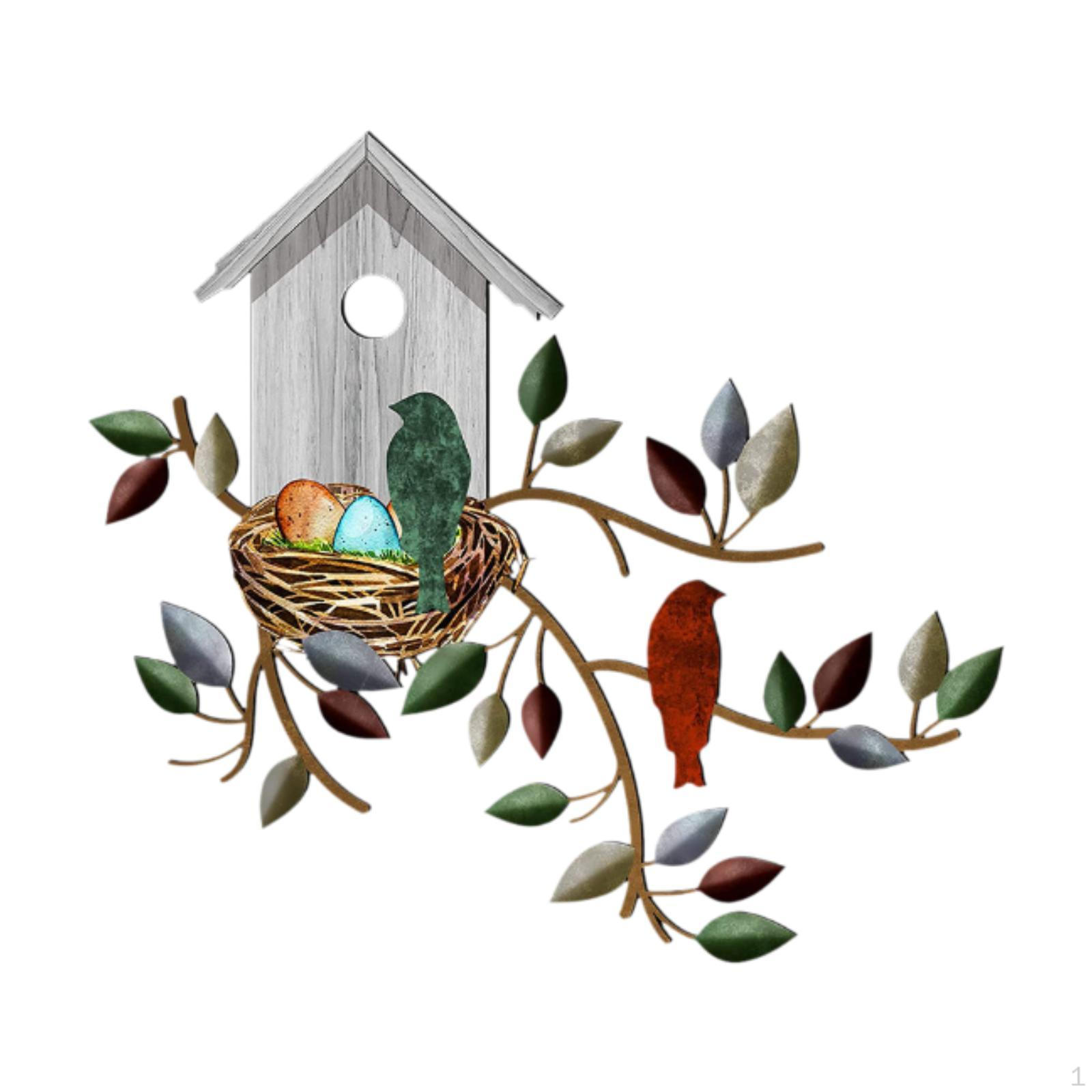 

Birdhouse Metal Art Piece for Yard And Office Green Bird