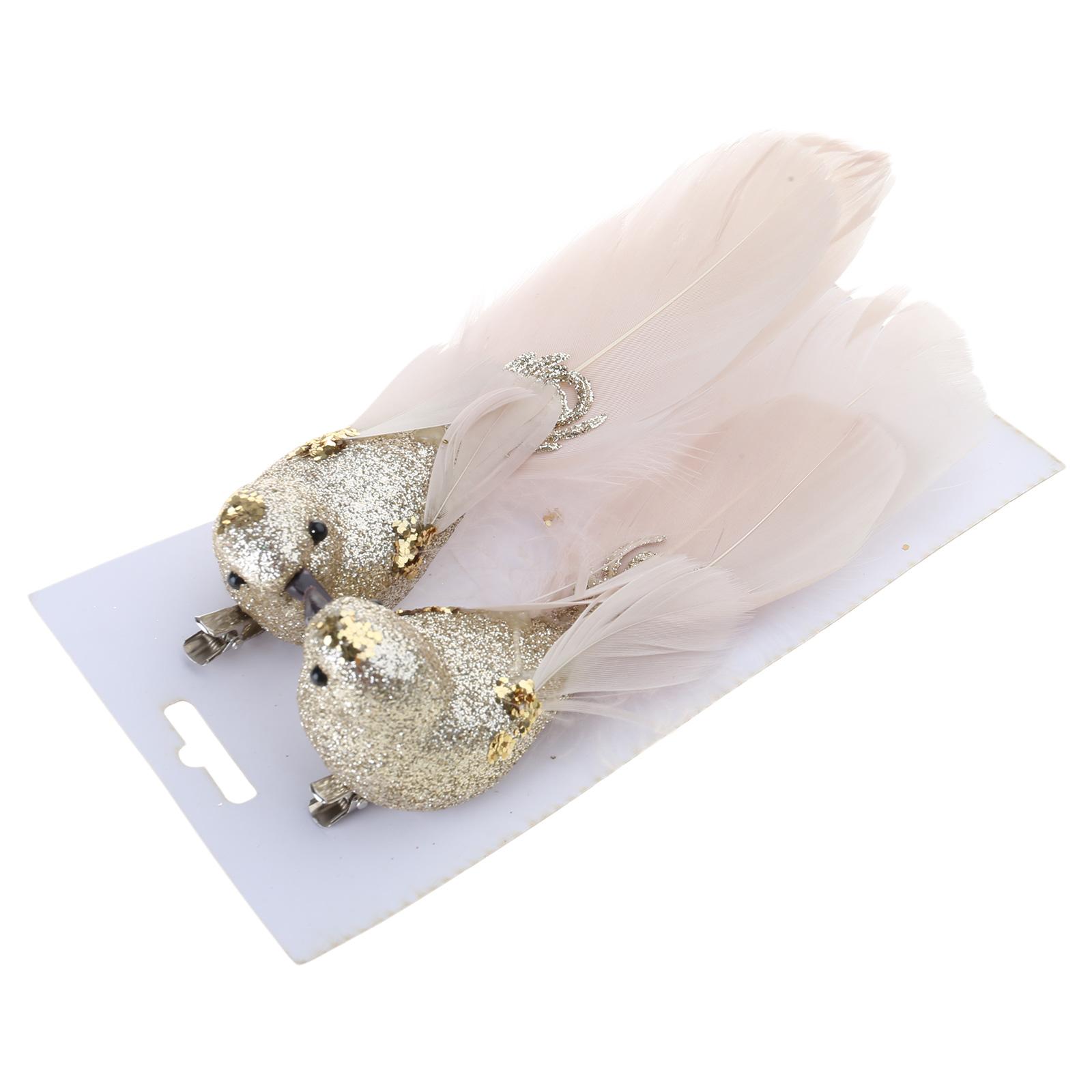 

2 шт. Праздничные подвески в виде птиц с перьями, Декоративные подвески в виде птиц из перьев, Украшение в праздничном оттенке для декора шампанского