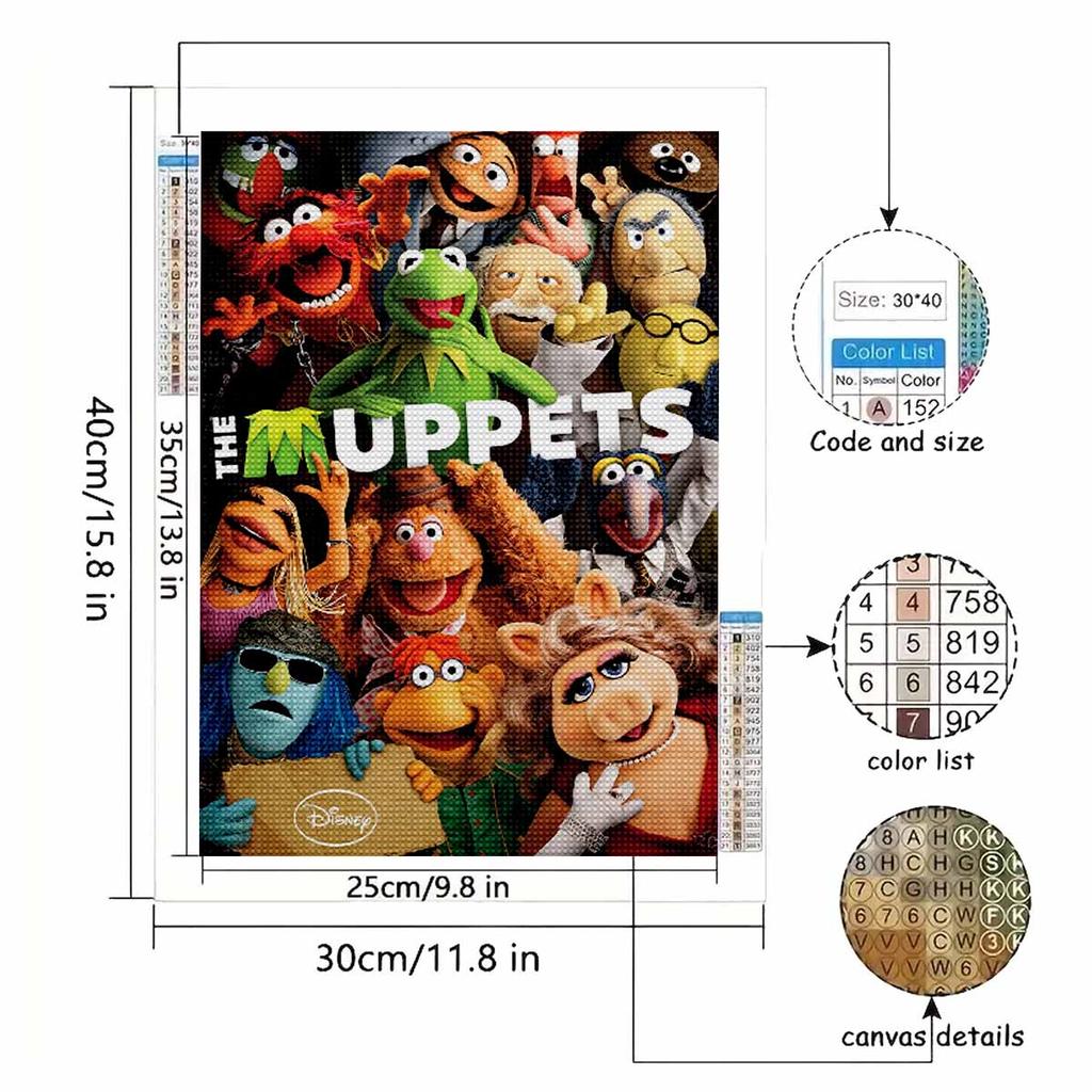 DIY Diamond Painting MUPPETS Cross Stitch Kit Mosaic Art Diamond Painting Full Circle Diamond Home Decoration