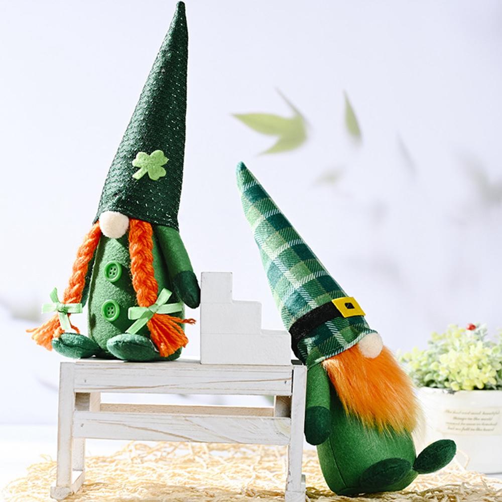 T02C!St. Patrick's Day Gnome Decorations Irish Leprechaun Swedish Ornaments Spring Plush Gnome Scandinavian Tomte Elf Dwarf