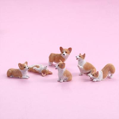Tierharzfiguren Hundepuppe für Kinder Auto-Ornament Miniaturfiguren Simulationshund Corgi Modell