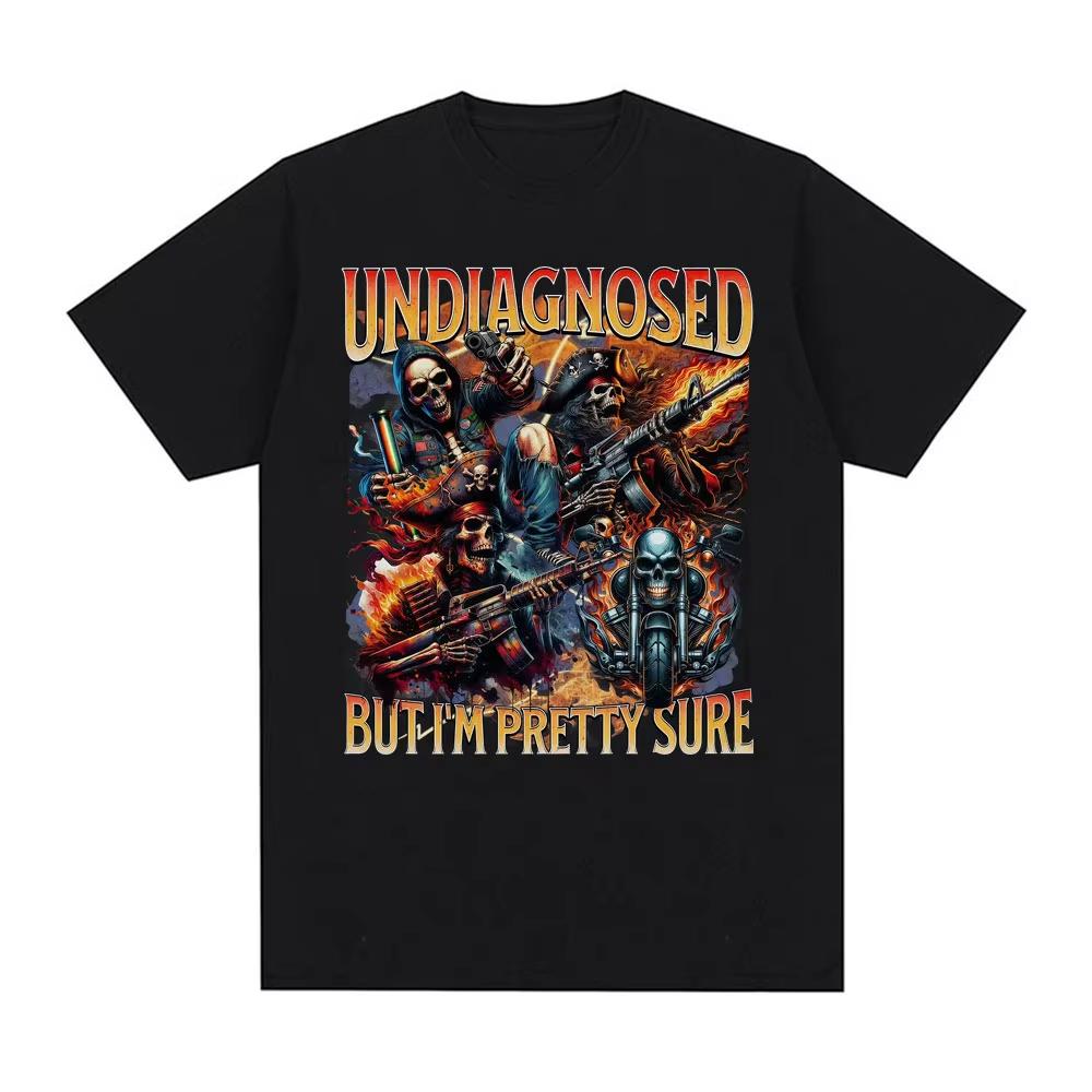 Undiagnosed But Im Pretty Sure Meme T Shirt Funny Autism Skeleton Tshirt Men Women Fashion Vintage Graphic Tshirts Streetwear S