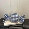 New Stylish Plaid Candy-Patterned Shoulder Bag Unique Design Crossbody Bag Large Capacity Commuting Bag Simple Girl Tote Handbag