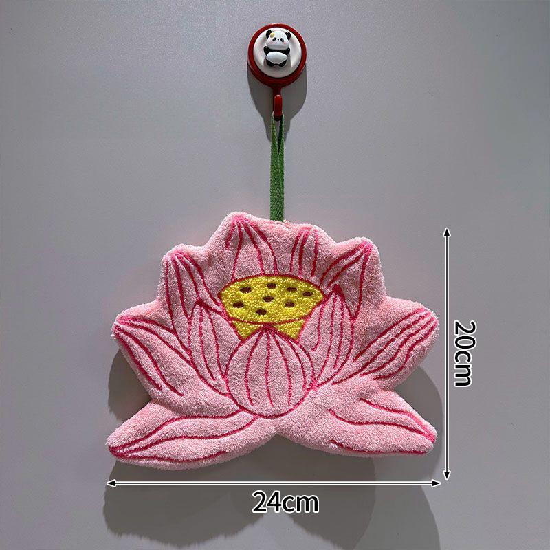 Thickened Plush Kitchen Towel Infusion Shaped Washable Clear Plant Print Hanging Absorbent Towel Household Decorative Towel