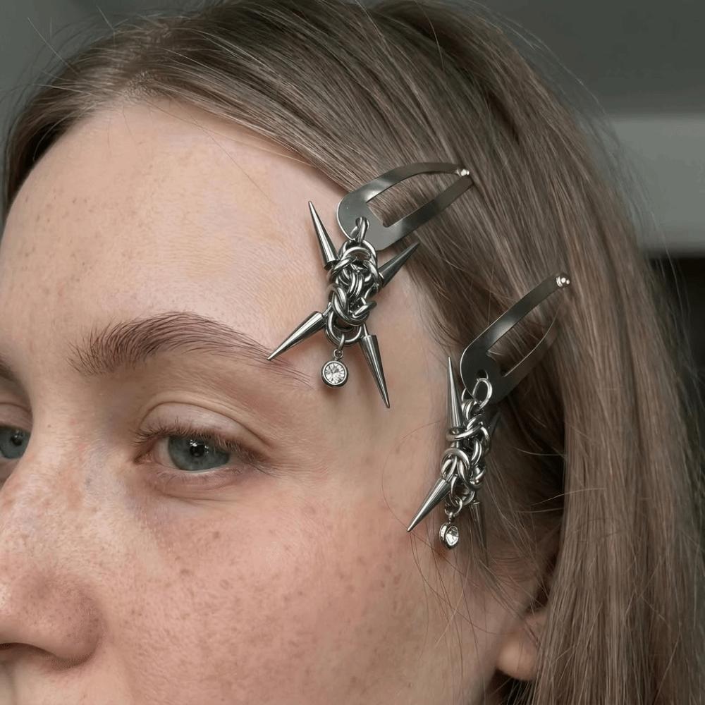 Heavy Industry Rivet Hair Clips Stainless Steel Goth Hair Clips Fashion Punk Hair Clips Women Girl