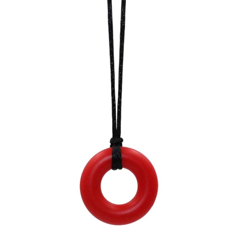 Wygodny naszyjnik dla niemowląt do ząbkowania Odporny na alergie Silikonowy wisior w kształcie kółka Dla karmiących matek