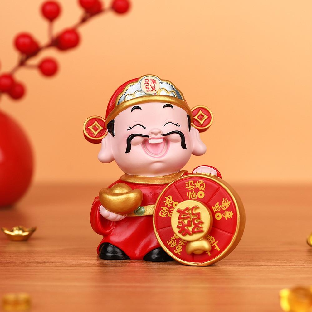 

Prosperity Wealth God Resin Car Ornament With Lucky Symbols For New Year Gift Red A