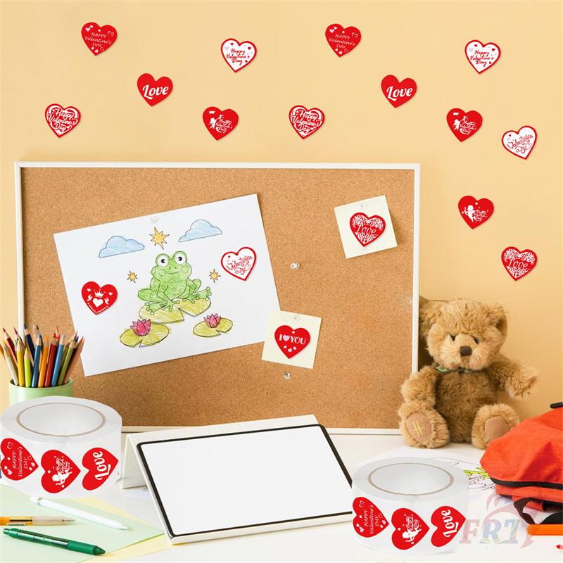 500Pcs/Roll Happy Valentine's Day. Red Hearts Kids Rewards Stickers - DIY Scrapbooks Album Decor Sealing Label Decals