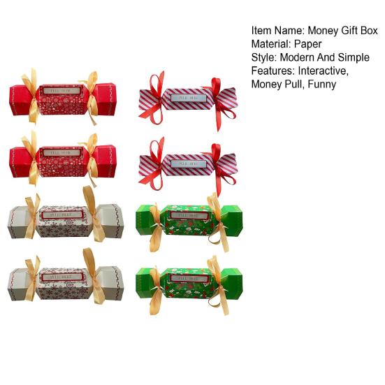 8 Pcs Candy Christmas Money Pull Pouch DIY Surprise Pull Out Money Gift Holder for Kids Adults Christmas Party Money Box for Cash Pull