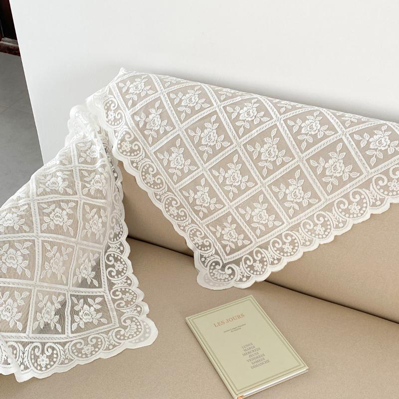 Tovaglia da tavolino vintage francese in pizzo bianco, stile Ins, per l'arredamento della casa