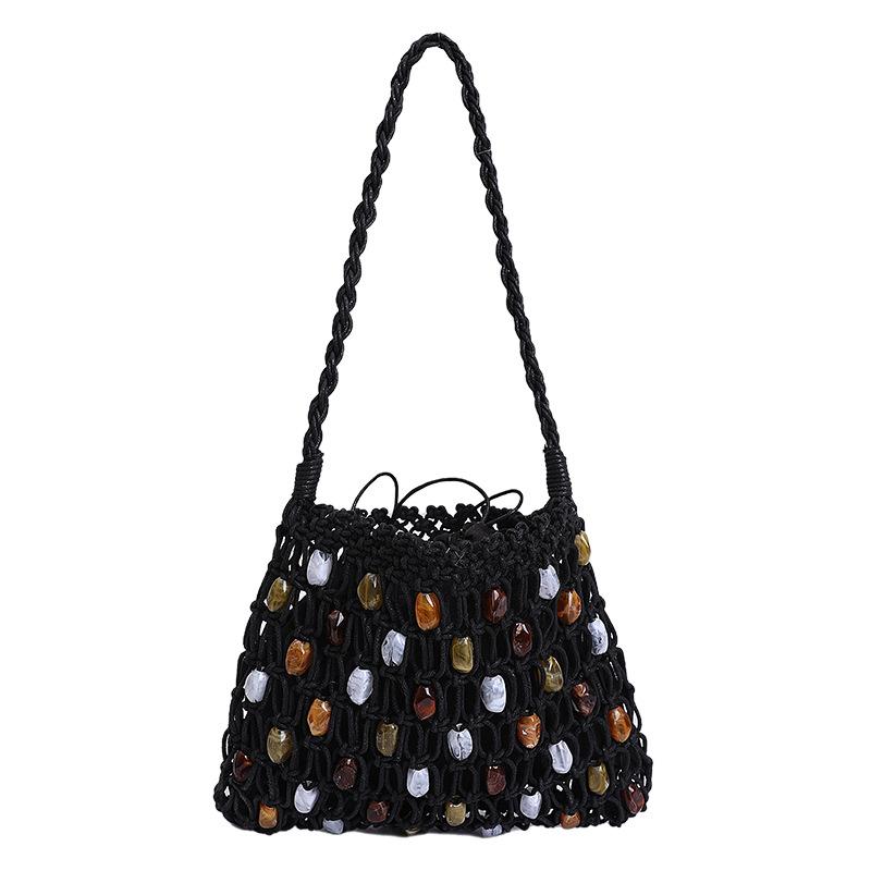 

Fashion and casual contrasting color handbag women s 2026 spring new woven light luxury shoulder armpit bag 26*3*18 чёрный