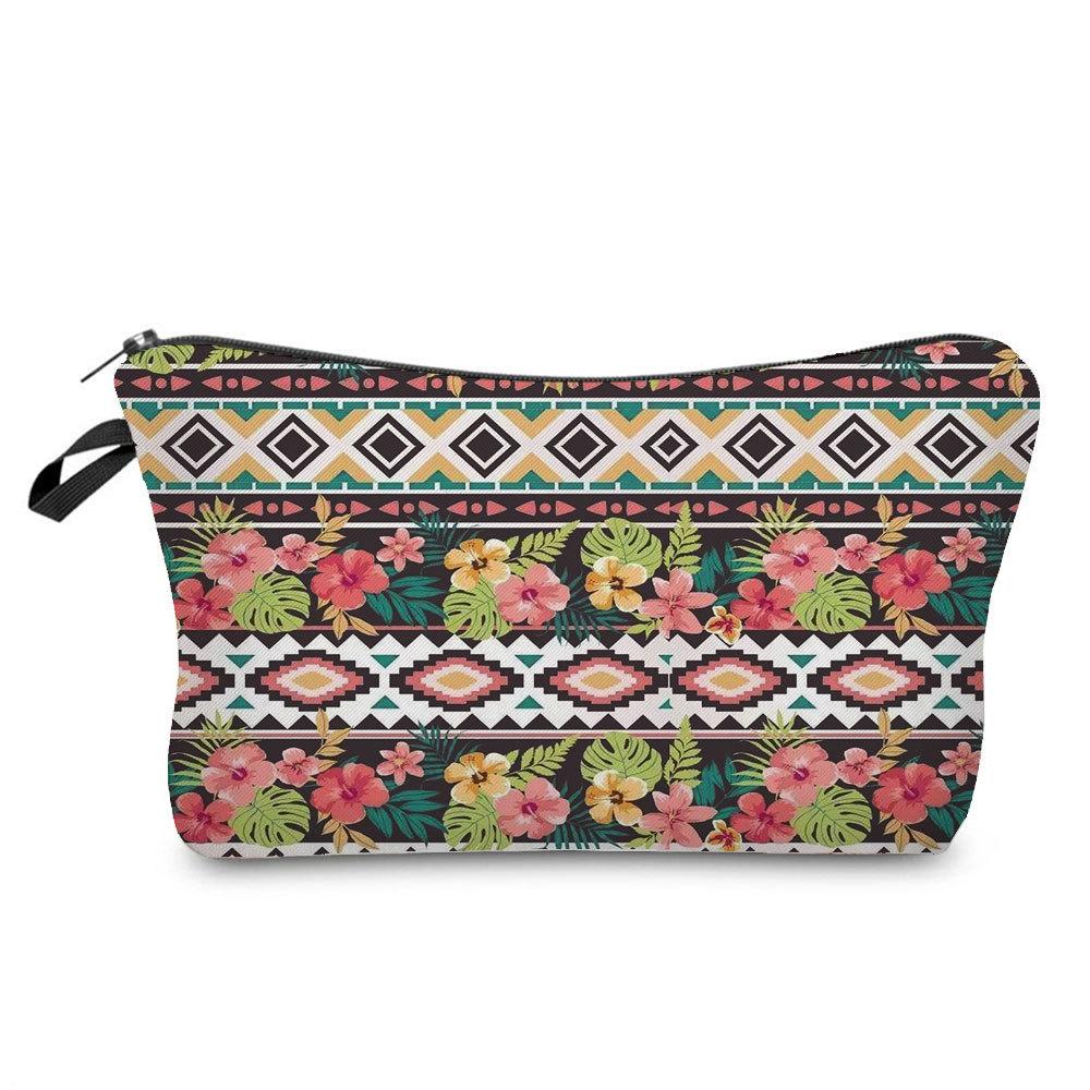 Women Geometric figure Print Cosmetic Bag Toiletries Organize Travel Storage Case 6756 KTB