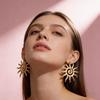 Light Luxury Sun-shaped Flower Earrings Unique Sun Ear Stud Temperament Metal Stud Earrings  Daily