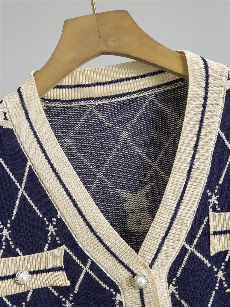 Women's Autumn/Winter Knitted Cardigan & High Waist Wide-Leg Pant Set - Little Fragrance Style Two-Piece Sweater Coat.