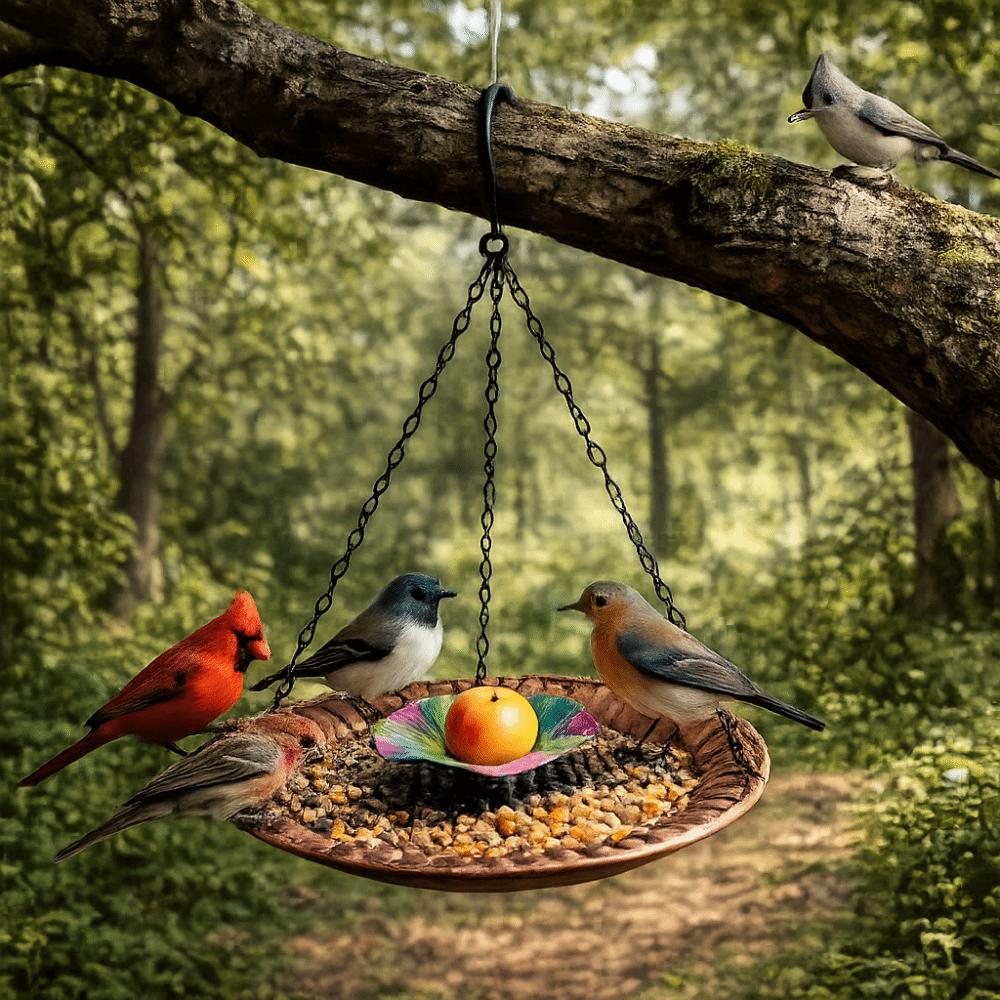 Vintage Design Bird Food Container Metal Parrot Feeder Tray Durable Bird Food Dispenser Courtyard