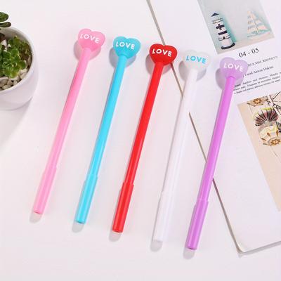 Back To School Season 10pcs 0.5mm Cartoon Cute Neutral Pen Creative Love Shape Water Pen Office Smooth Durable Sign Pen Student Stationery
