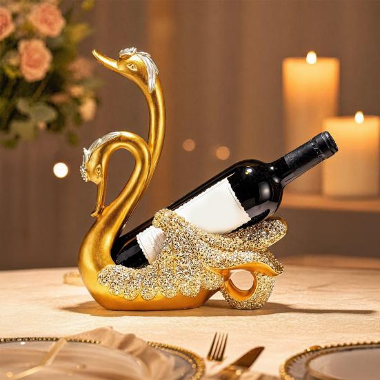 Schwan Weinflaschenhalter Harzkunst Weinregal für Tischplatte