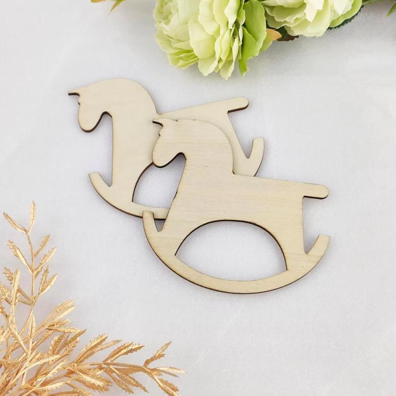 Wooden Horse Unfinished Crafts Wood Chip Decorations Suitable For Birthday Wedding Party Desktop Decoration Diy Painting Gifts