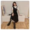Summer 2026 Sweet College Style Hepburn Midi Dress - Women's Waist-Cinched Patchwork Fake Two-Piece.