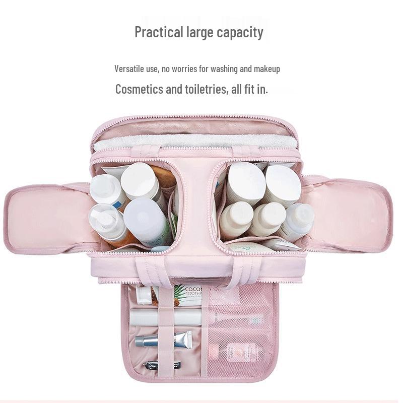 Multi-functional Lightweight Travel Makeup Bag with Large Capacity and Multi-layer Compartments