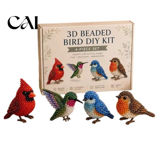 Bead Embroidery Kit 3D Beaded Animal Kit, DIY Beading for Beginners, Creative Beadwork Set Handmade Highland Cow/Butterfly/Owl Craft
