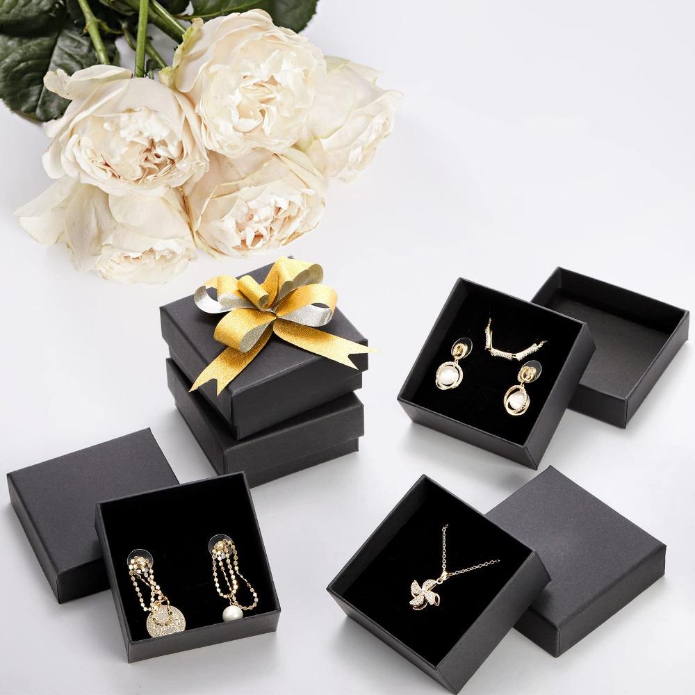10pcs Jewelry Boxes Square Cardboard Jewelry Gift Box with Foam Insert Festival Gift Wrap Gift Box for Necklace Ring Earring Birthday Decor Wedding