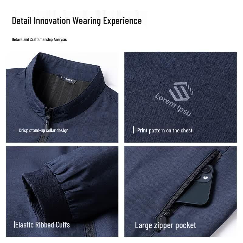 SHANSHAN Men's Spring Autumn Stand Collar Windbreaker Jacket