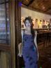 French Purple Floral Spaghetti Strap Dress - Women's Summer 2024 Waist-Hugging Long Tea Dress