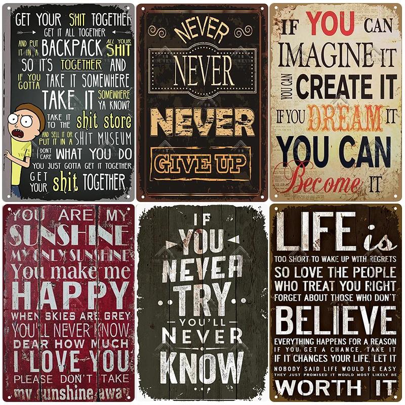 Cassic Quotes Retro Tin Sign, Life Is Too Short To Want Poster, Metal Plaque, Vintage Home Decor, Metal Plate, Room Wall Decor