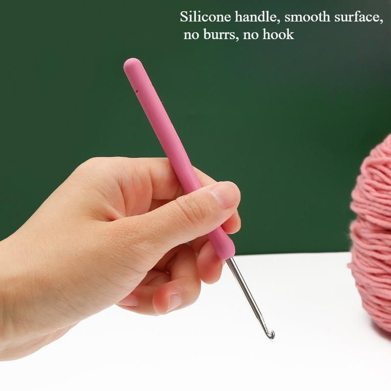 2.0mm-6.0mm Conjunto de Agulhas de Crochê de Alumínio TPR Rosa Agulhas de Tricô Cabo Macio Suéter Cachecol Agulhas de Costura Ferramentas de Tricô