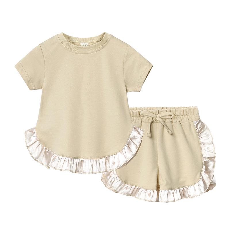 Korean Style Girls' Summer Two-Piece Set: Lace Top & Shorts
