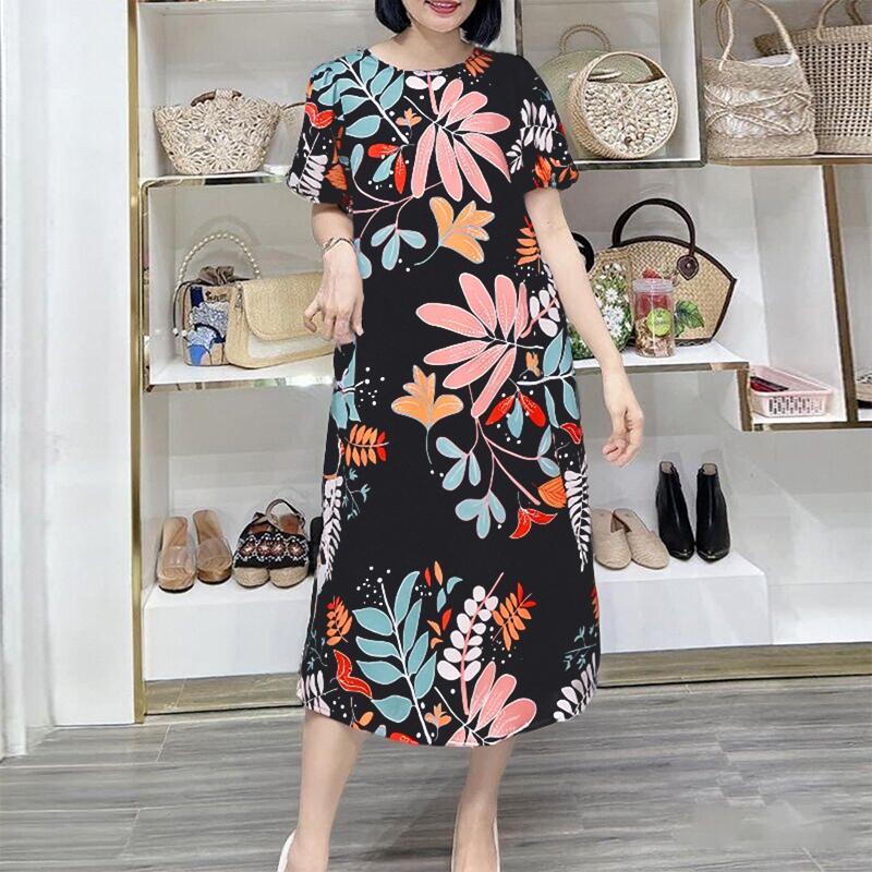 

ZANZEA Женское платье с ретро-принтом, свободного кроя, повседневное, с коротким рукавом S