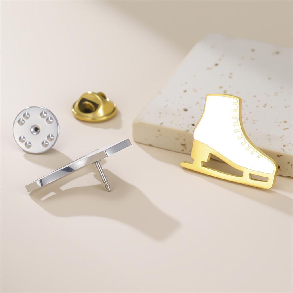 Enamel Roller Skates Brooches Stainless Steel Drop Oil Ice Shoe Lapel Pins Skating Enthusiasts Jewelry Gift Wholesale