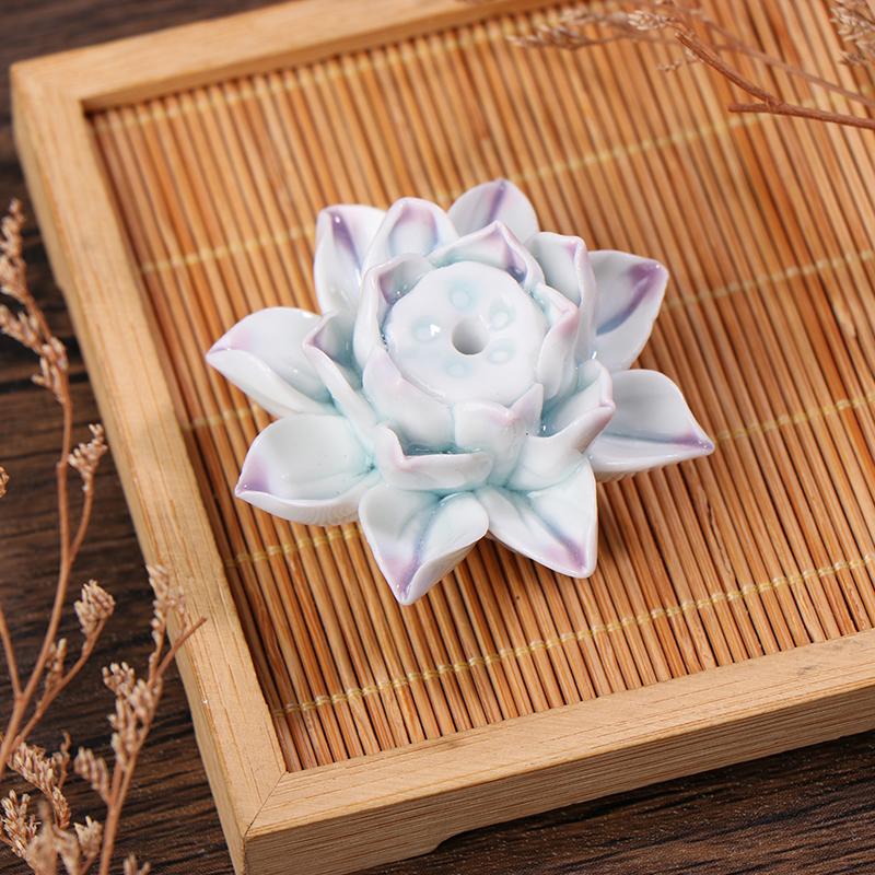 Ceramic Incense Burner Lotus Incense Stick Holder Ceramics Nasturtium Sandalwood Incense Burner For Home Office Decoration