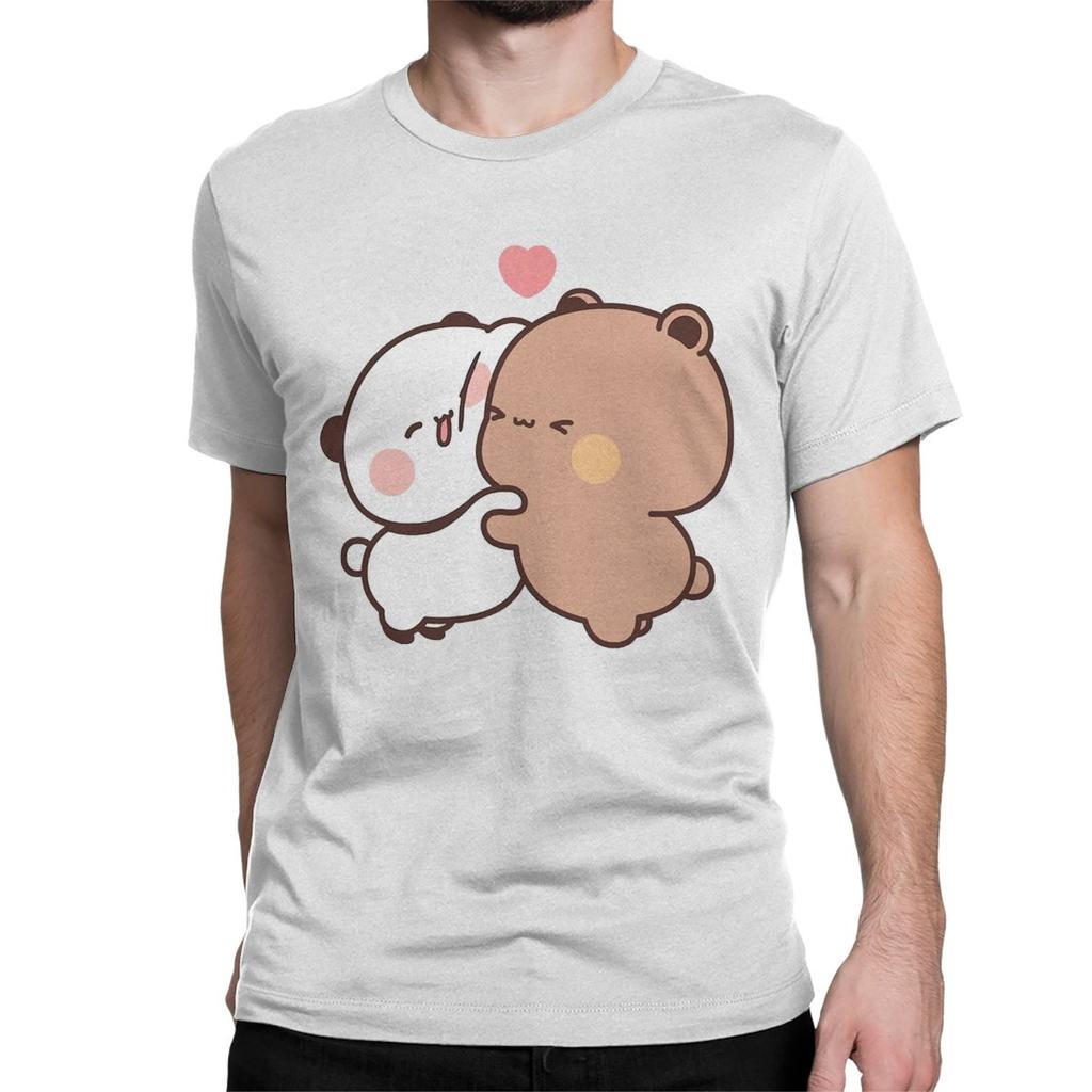 Men Women T-Shirts Bubu Dudu Hug Love Funny 100% Cotton Tee Shirt Short Sleeve Panda Bear T Shirts Tops Birthday Present
